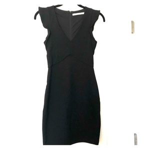 Zara black mini dress with ruffle shoulder detail